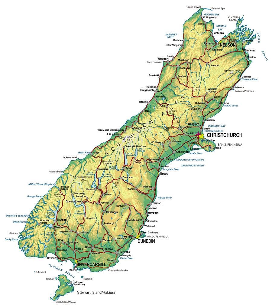 ਨਕਸ਼ਾ ਦੇ ਦੱਖਣੀ new zealand