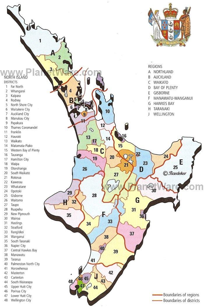 ਨਕਸ਼ਾ ਦੇ new zealand ਉੱਤਰੀ ਟਾਪੂ ਖੇਤਰ ਅਤੇ ਜ਼ਿਲ੍ਹੇ