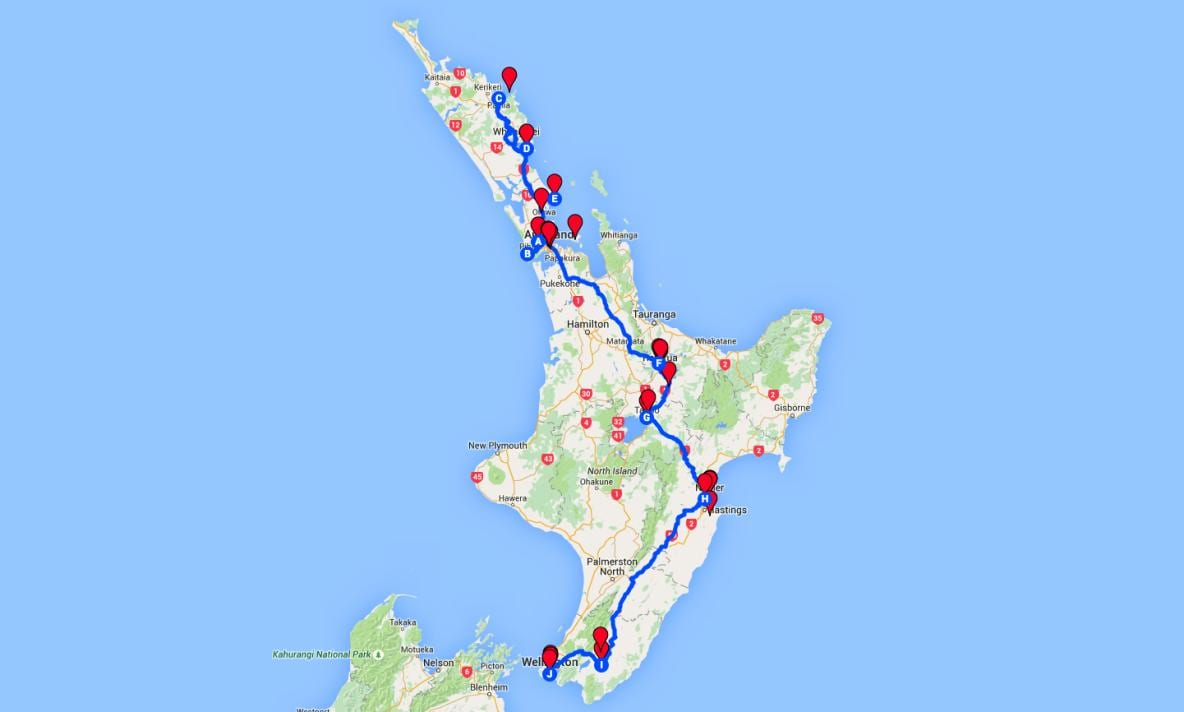 ਗੱਡੀ ਦਾ ਨਕਸ਼ਾ ਦੇ ਉੱਤਰੀ ਟਾਪੂ new zealand