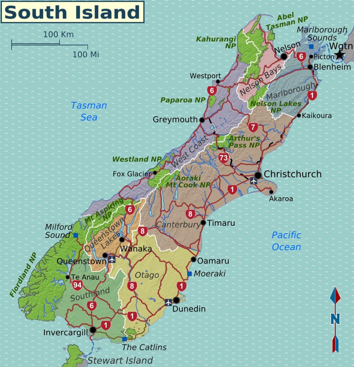 ਨਕਸ਼ਾ ਦੇ ਦੱਖਣੀ ਟਾਪੂ new zealand ਖੇਤਰ