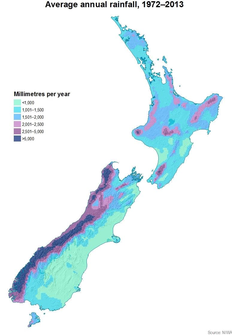 new zealand ਬਾਰਸ਼ ਦਾ ਨਕਸ਼ਾ