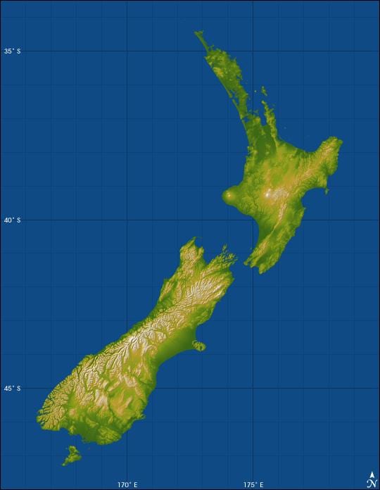 new zealand ਉਚਾਈ ਨਕਸ਼ਾ