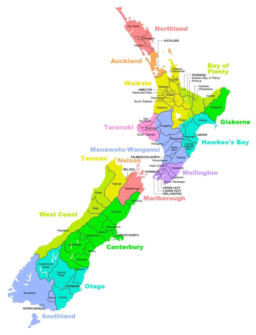 new zealand ਜ਼ਿਲ੍ਹਾ ਨਕਸ਼ਾ