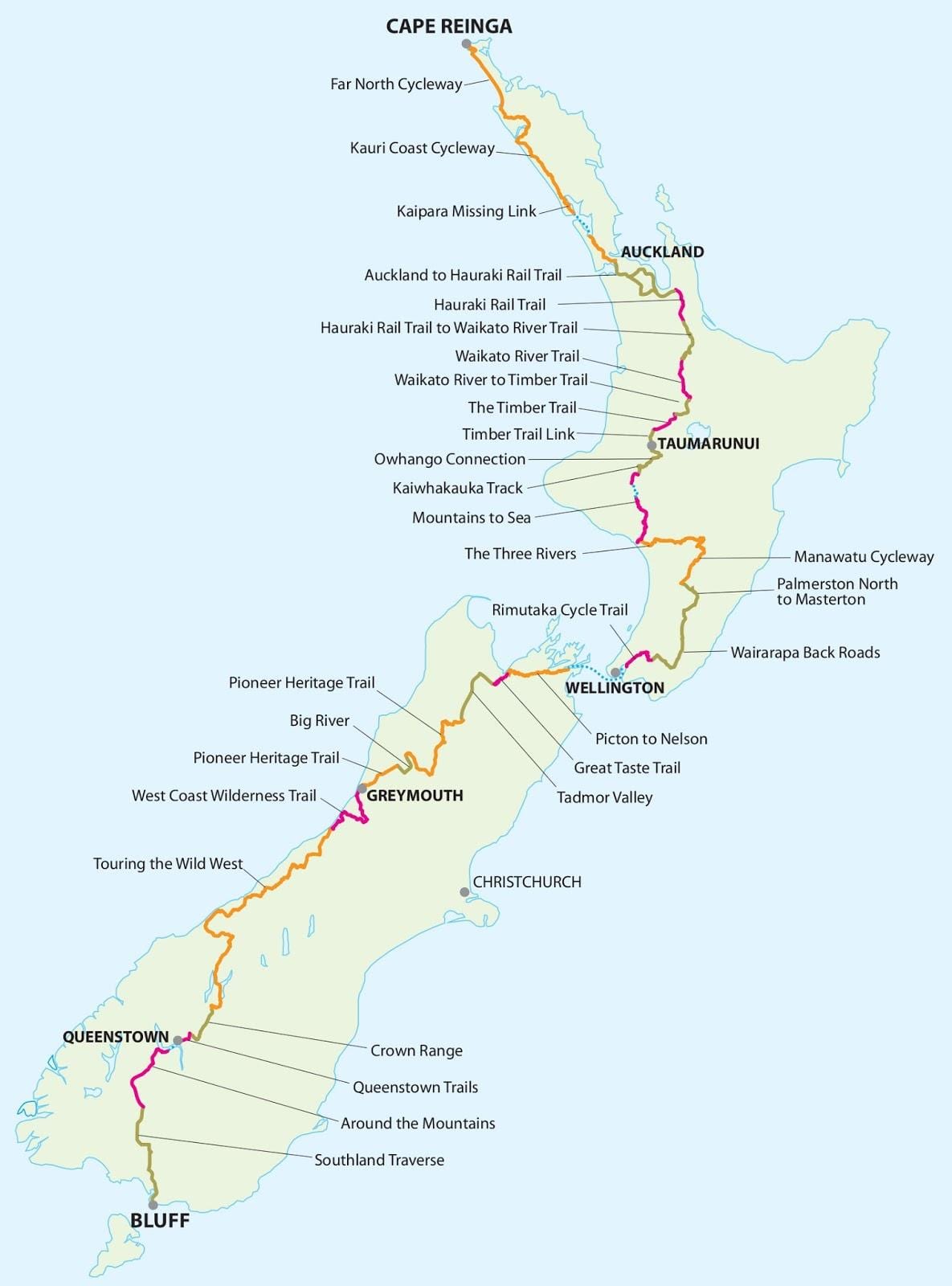 ਨਕਸ਼ਾ ਦੇ new zealand ਚੱਕਰ trail