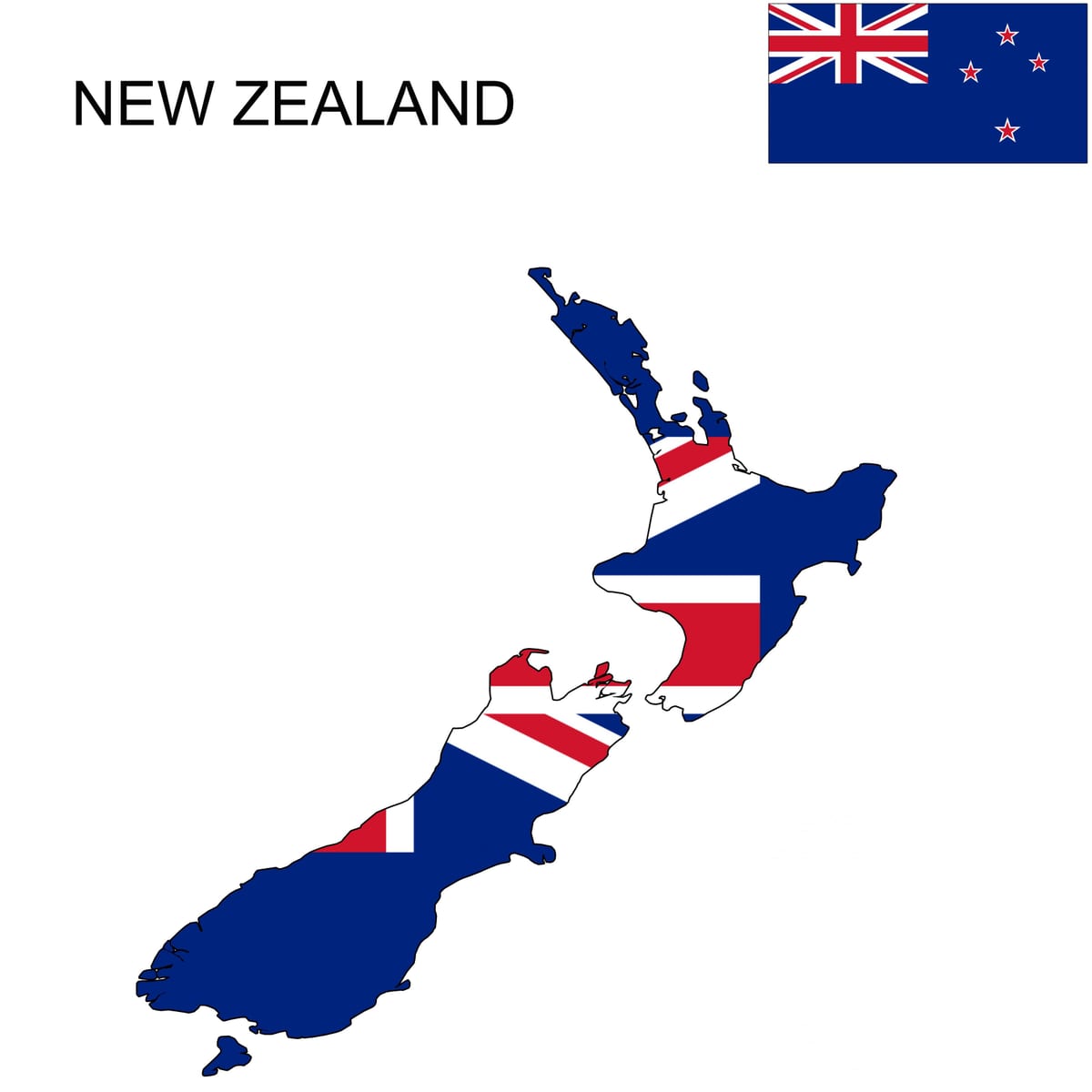 ਨਕਸ਼ਾ ਦੇ new zealand ਅਤੇ ਝੰਡਾ