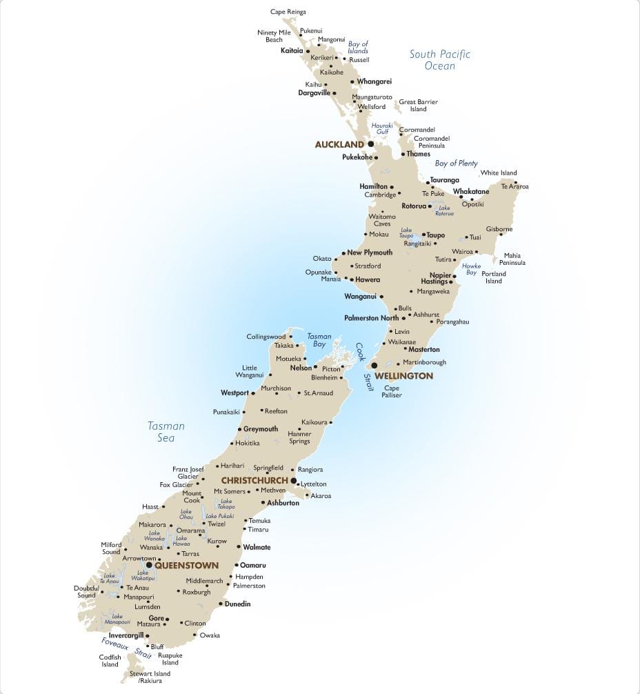 ਨਕਸ਼ਾ ਦੇ new zealand ਦੋਨੋ ਟਾਪੂ