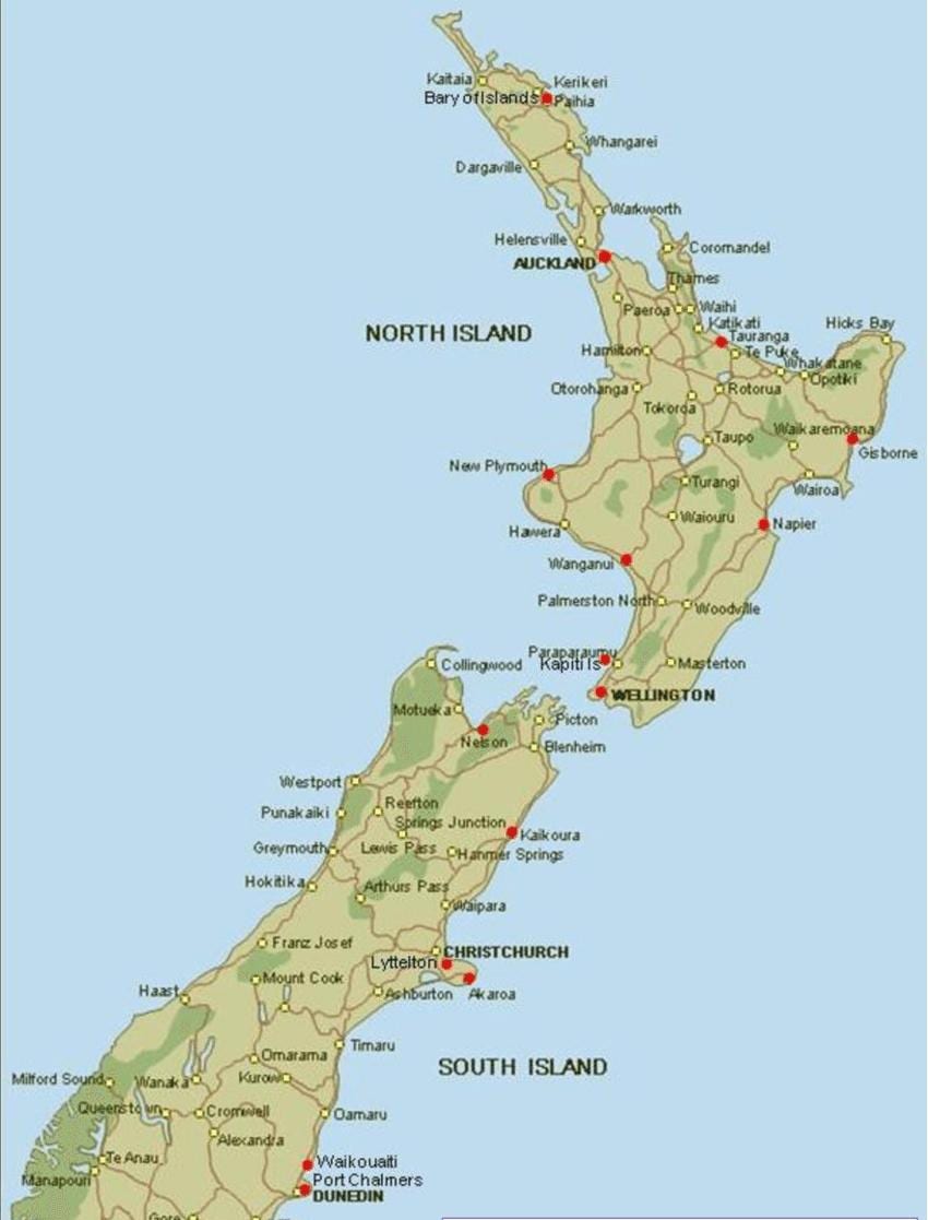 ਨਕਸ਼ਾ ਦੇ new zealand ਪੋਰਟ