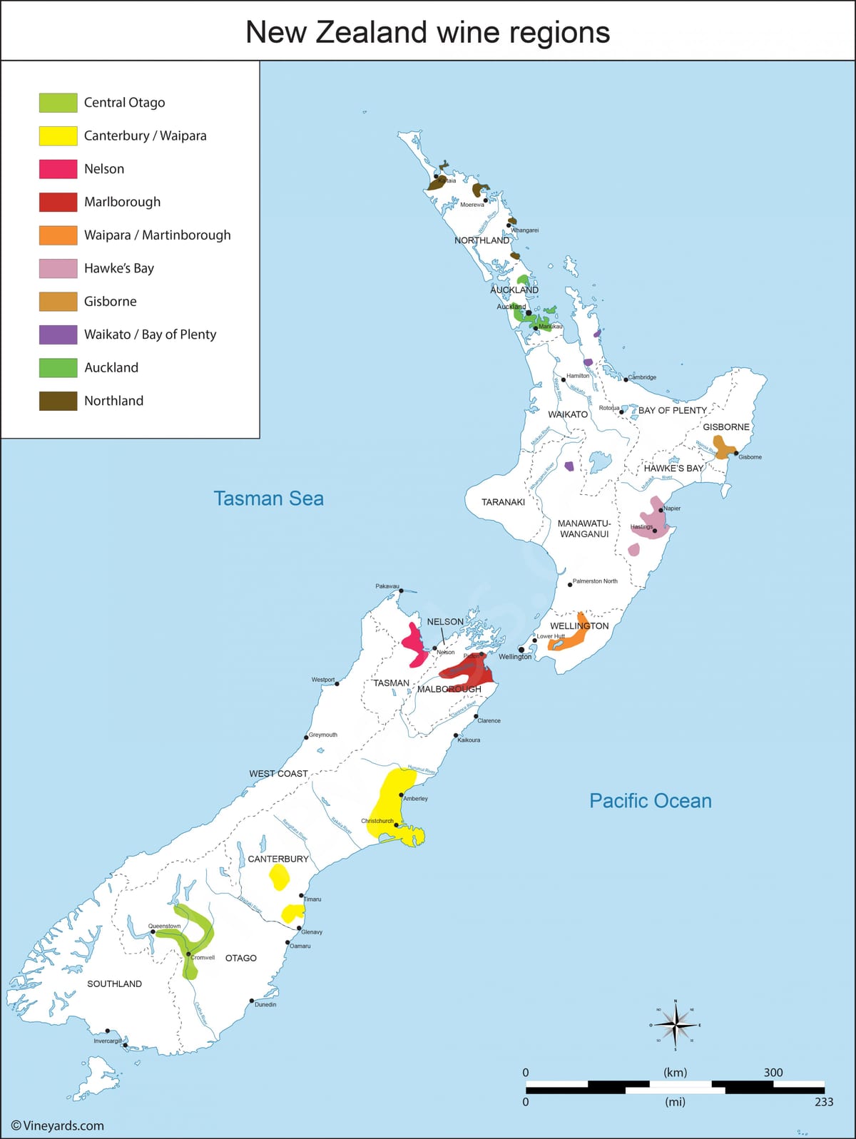 new zealand ਵਾਈਨ ਨੂੰ ਖੇਤਰ ਦਾ ਨਕਸ਼ਾ