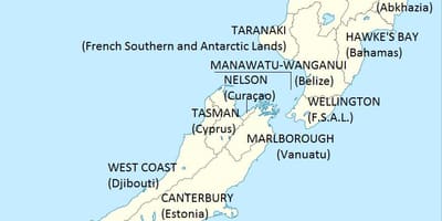 ਨਕਸ਼ਾ ਦੇ new zealand ਅਤੇ ਆਲੇ-ਦੁਆਲੇ ਦੇ ਦੇਸ਼