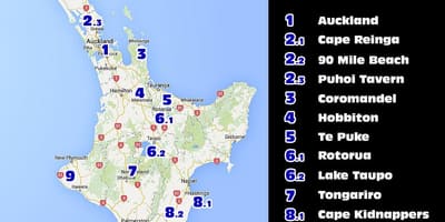 ਨਕਸ਼ਾ ਦੇ new zealand ਉੱਤਰੀ ਟਾਪੂ ਆਕਰਸ਼ਣ